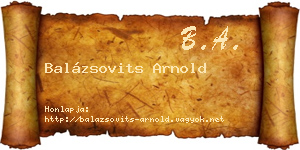 Balázsovits Arnold névjegykártya