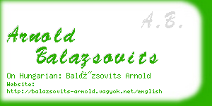 arnold balazsovits business card